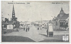 Wystawa w Częstochowie. 1909. Aleja główna. Fot. A. Piotrowski. Wydawnictwo Andrzeja Piotrowskiego (seria I)