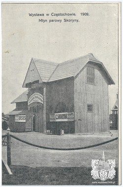 Wystawa w Częstochowie. 1909. Młyn parowy Skoryny. Fot. A. Piotrowski. Wydawnictwo Andrzeja Piotrowskiego (seria I)